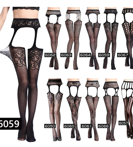 Women Sexy Lingerie Stockings Garter Belt Stripe Elastic Stockings Black Fishnet Stocking Thigh Sheer Tights Pantyhose Dropship