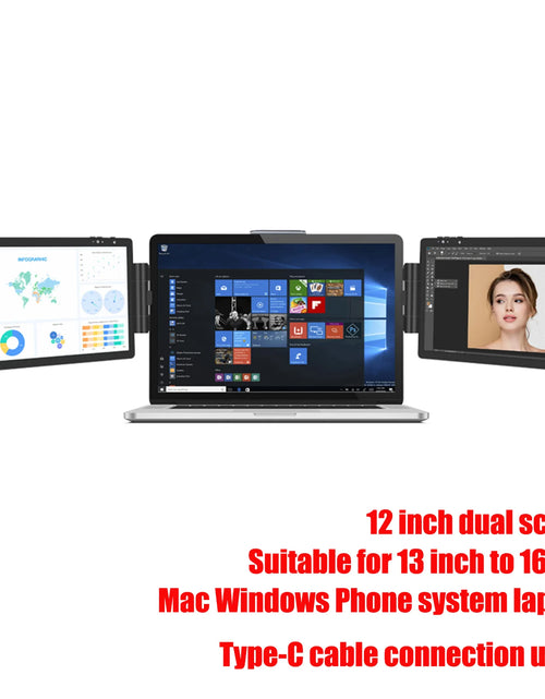 Load image into Gallery viewer, 12 Inch Laptop Dual Monitor 1920*1080 HD IPS LCD Dual Monitor Screen Extender Laptops for Macbook Huawei
