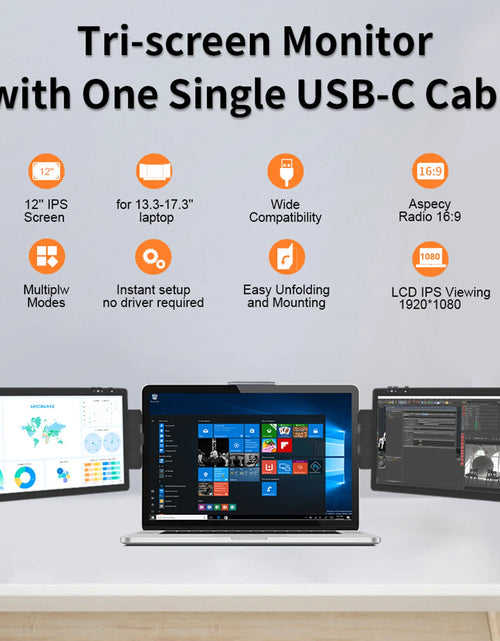 Load image into Gallery viewer, 12 Inch Laptop Dual Monitor 1920*1080 HD IPS LCD Dual Monitor Screen Extender Laptops for Macbook Huawei
