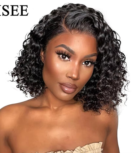 Water Wave Bob Human Hair Wigs Brazilian Water Wave Bob Wigs  HAIR 4X4 Lace Closure Wigs Short Bob Lace Front Wigs for Women