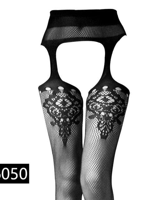Load image into Gallery viewer, Women Sexy Lingerie Stockings Garter Belt Stripe Elastic Stockings Black Fishnet Stocking Thigh Sheer Tights Pantyhose Dropship

