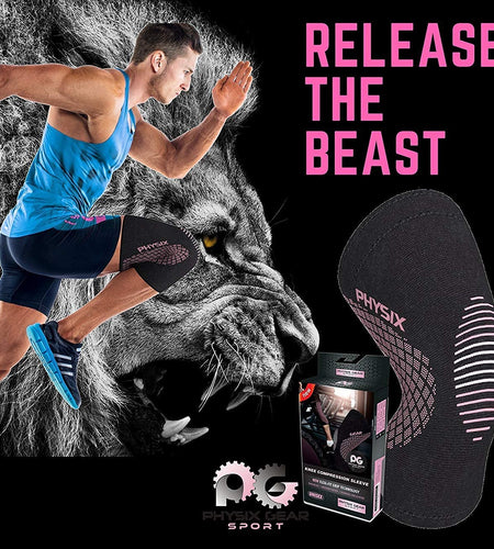 Physix Gear Knee Compression Sleeve for Men & Women - Best Compression Knee Brace for Walking, Running, Gym, Basketball, Weightlifting,Workout, Sports - Knee Sleeves Support Compression & Stability