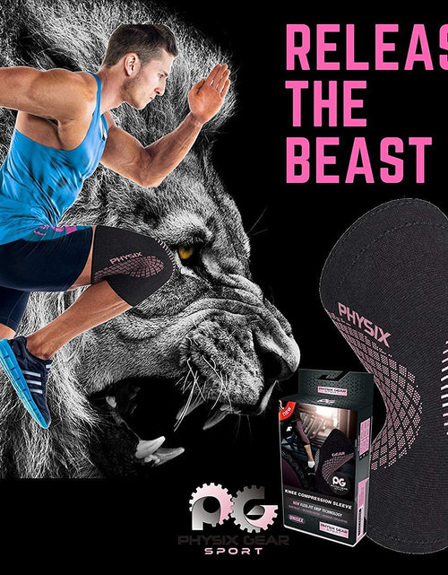 Load image into Gallery viewer, Physix Gear Knee Compression Sleeve for Men &amp; Women - Best Compression Knee Brace for Walking, Running, Gym, Basketball, Weightlifting,Workout, Sports - Knee Sleeves Support Compression &amp; Stability
